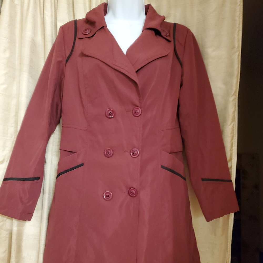 Women's/Girls Double Breasted Classic Maroon Trench Coat NWT! Size Small